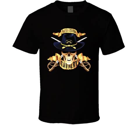 United States Cavalry Skull Western T Shirt Minaze