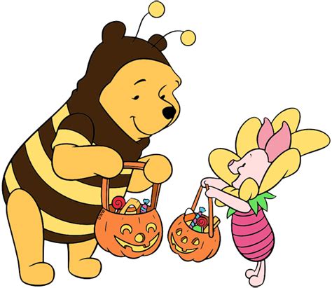 Clip Art Of Winnie The Pooh And Piglet Trick Or Treating On Halloween