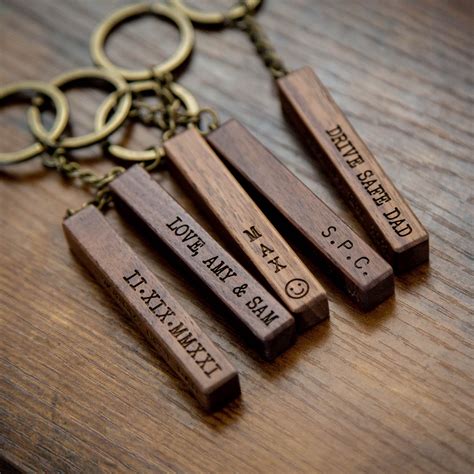 Wood Bar Key Chain Custom 4 Sided Engraved Keychain For New Etsy Canada