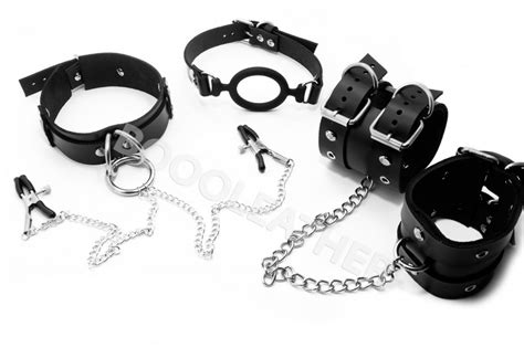 Leather Neck Collar With Nipple Clamps Bdsm Belt Leather Bondage Bdsm Woman Gear Bdsm T