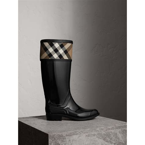 House Check Rain Boots In Black Women Burberry United States