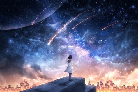 Starscape Original Anime Artwork Wallpaper Night Sky Wallpaper