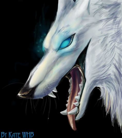 White Wolf Anime Black Wolf Artist White Spirt Wolf Blue Fire
