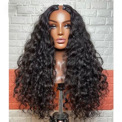 Long Deep Free Part Kinky Curly Black U Part Wig Brazilian Human Hair Wigs For Women With