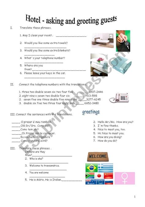 Hotel Asking And Greeting Guests Esl Worksheet By Gloriawpai