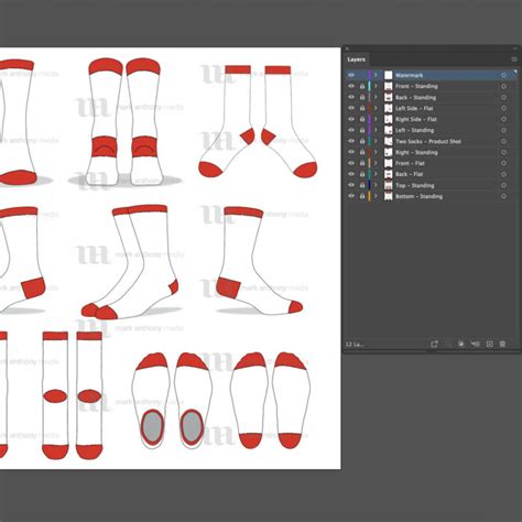 crew socks mockup  template  angles layered detailed  editable vector  eps svg
