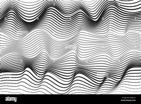 Black Dotted Ripple Lines White Background Line Art Pattern Spotted