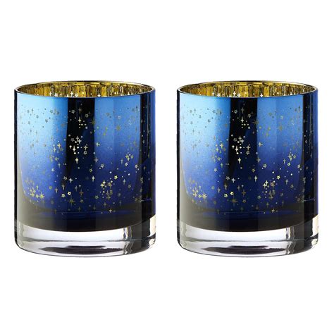 artland glass set of 2 galaxy night light holders kings and queens