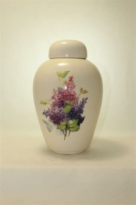Lilacs Cremation Urn Ceramic Jar With Lid Large Urn For Ashes Adult