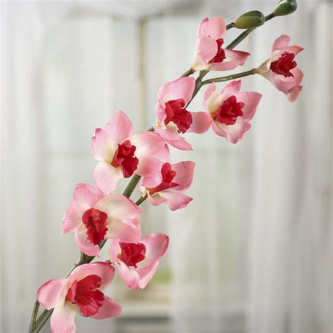 Pink Artificial Cymbidium Orchid Stem Picks And Stems Floral Supplies Craft Supplies