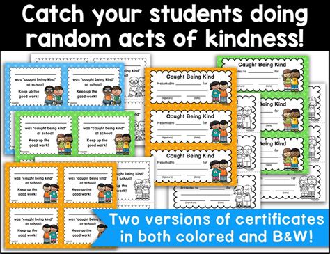 Caught Being Kind Certificates Random Acts Of Kindness Cards Promoting Kindness Preschool