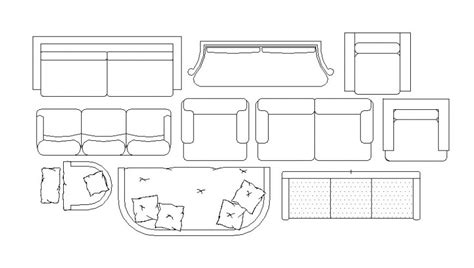 Single Sofa Couch Top View Elevation Block Drawing Details Dwg File