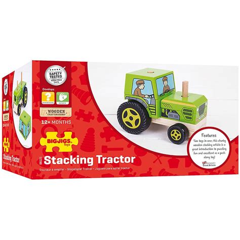 Bigjigs Toys Wooden Stacking Stacker Tractor Toy Shape Sorting Play