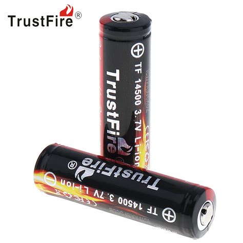 2pcs Trustfire 14500 Battery 37v 900mah Rechargeable Li Ion Battery