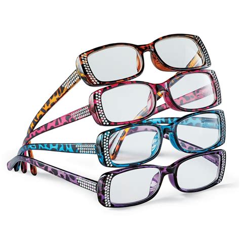 Colorful Tortoise Print Reading Glasses With Foil Accents Set Of 4 Red Blue Purple Brown