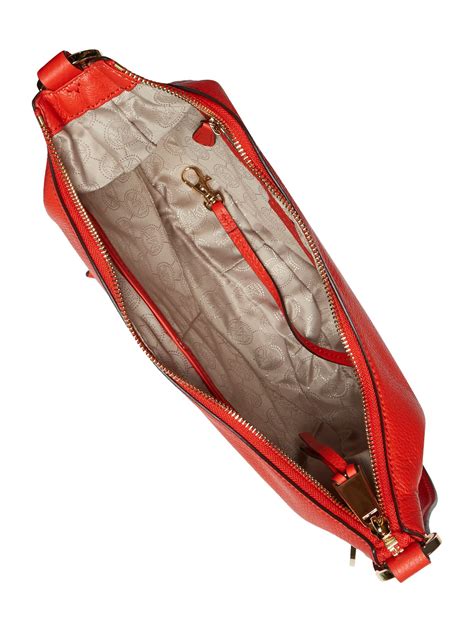 Michael kors Rhea Zip Ornage Red Small Cross Body Hobo Bag in Red | Lyst