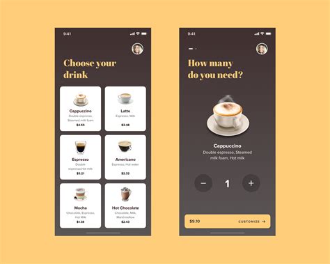 다음 Behance 프로젝트 확인 Order Coffee Ui And Interaction Design