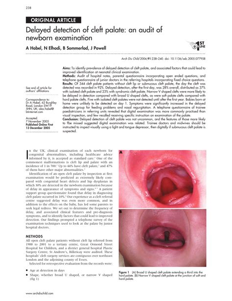 Pdf Delayed Detection Of Cleft Palate An Audit Of Newborn Examination