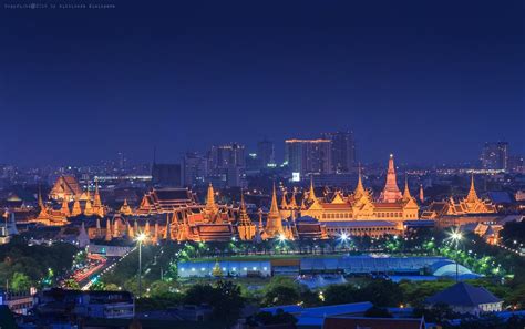 Wat Phra Kaew At Night Grand Palace Bangkok Bangkok Thailand
