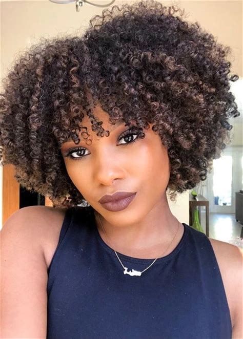 African American Wigs Women Afro Curly Synthetic Hair Capless 12 Inche