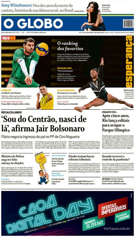 Journal O Globo Brésil Les Unes Des Journaux De Brésil Édition Du