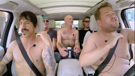 red hot chili peppers carpool karaoke james corden and band undress vogue