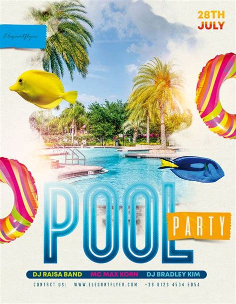 Free Summer Pool Party Flyer PSD Template Pool Parties Flyer Summer