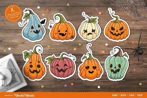 Halloween Pumpkin Characters Printable Stickers For Cricut