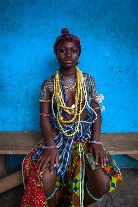 Young Girl From The Krobo Tribal Group Wear Traditional Be