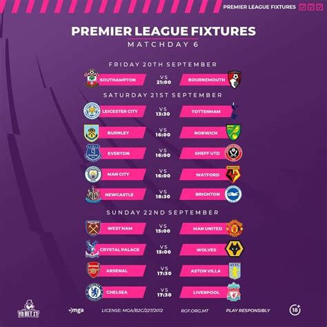 🔥 Premierleague Matchday 6 Fixtures ⭐ Bet On Upcoming Epl Matches Here