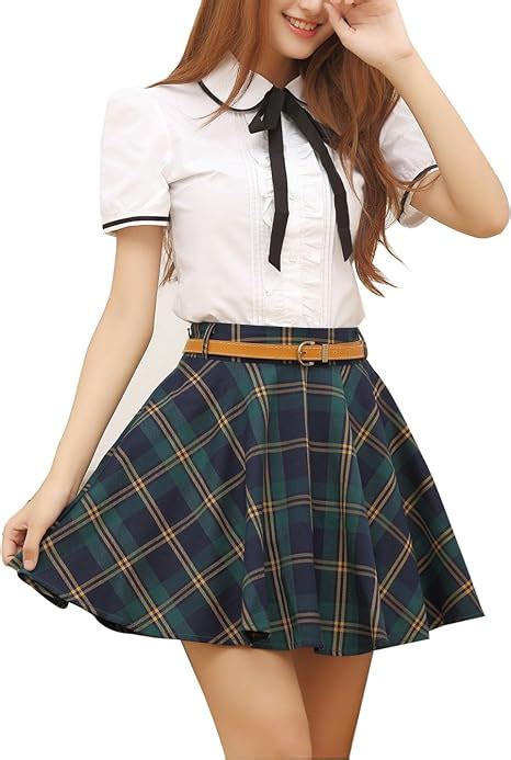 Gihuo Womens Schoolgirls Plaid Pleated High Waist Mini
