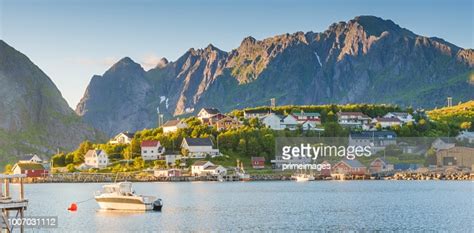Norway Panoramic View Of Lofoten Islands In Norway With Sunset Scenic