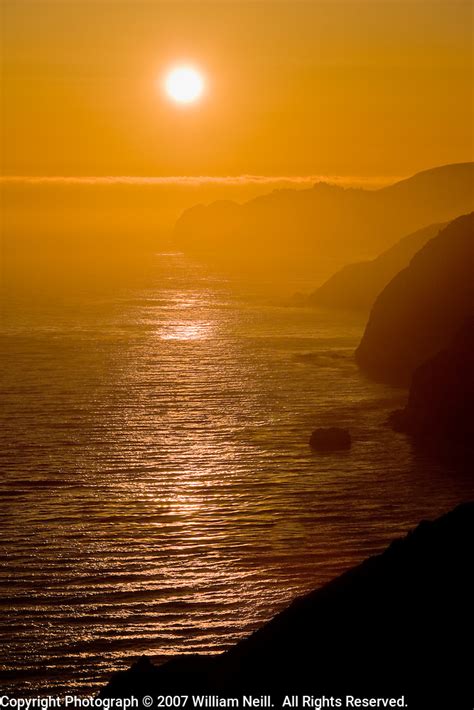Sunset Over Pacific Ocean And Coast Big Sur California William Neill