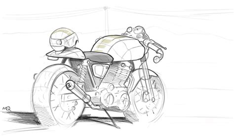 Sketch Of A Cafe Racer Sketches Bike Sketch Motorcycle Illustration