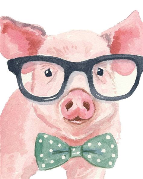 Pig Watercolor Print Piglet Illustration By Waterinmypaint 2000