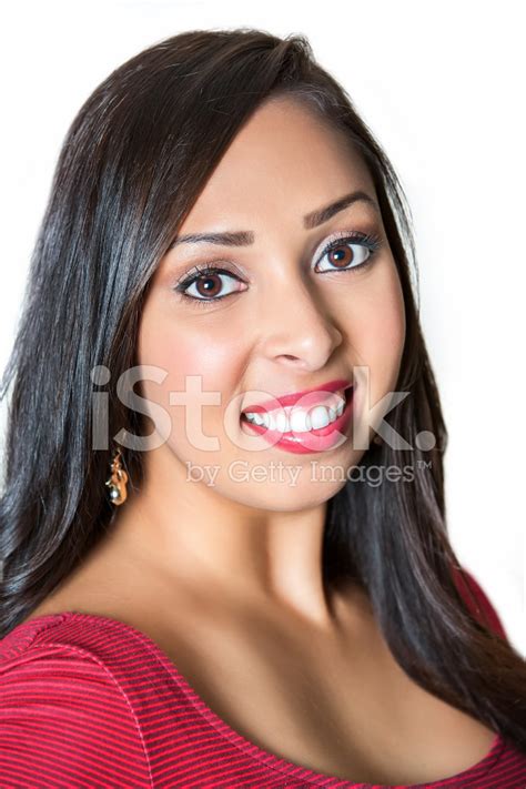 Portrait Of A Beautiful Hispanic Woman With Long Black