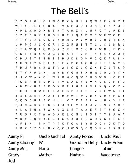 The Bells Word Search Wordmint