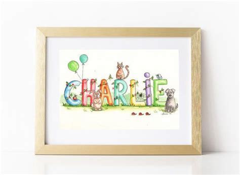 Custom Name Painting Personalized Childrens Watercolour Name Etsy