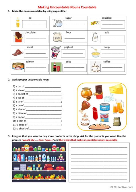 Making Uncountable Nouns Countable G English Esl Worksheets Pdf And Doc