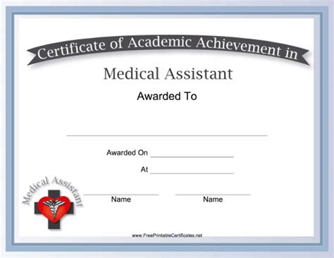 Medical Assistant Academic Certificate Printable Certificate Medical