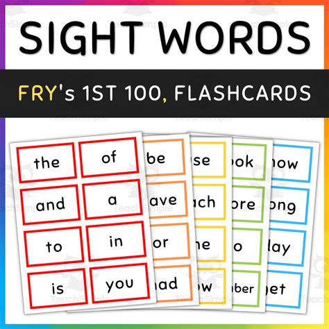100 Printable Flashcards Fry S First 100 Sight Words Learn Etsy Artofit