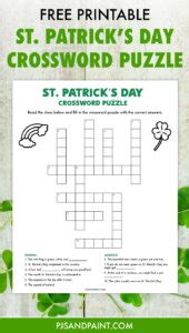 On this day, many people eat corned beef and _. St. Patrick's Day Crossword Puzzle - Free Printable Game ...