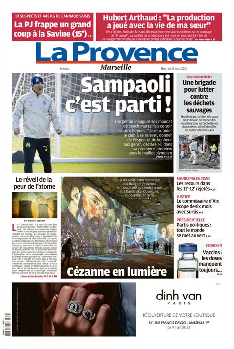 Journal La Provence (France). Les Unes des journaux de France. Édition