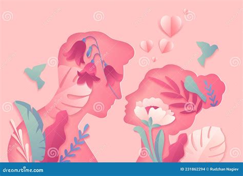 Pink Silhouette Couple Stock Vector Illustration Of Greeting 231862294