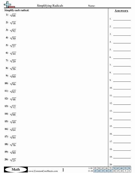 50 Simplifying Radicals Practice Worksheet | Chessmuseum ...