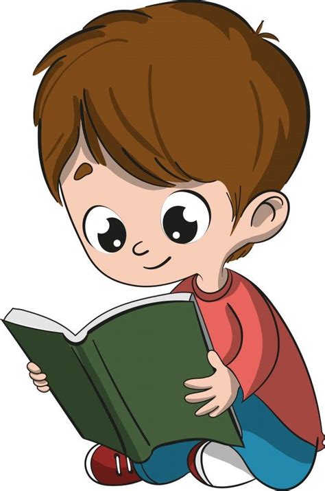 Niño De Dibujos Animados Leyendo Un Libro Vector Premium Caricatura