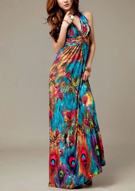 peacock maxi dress