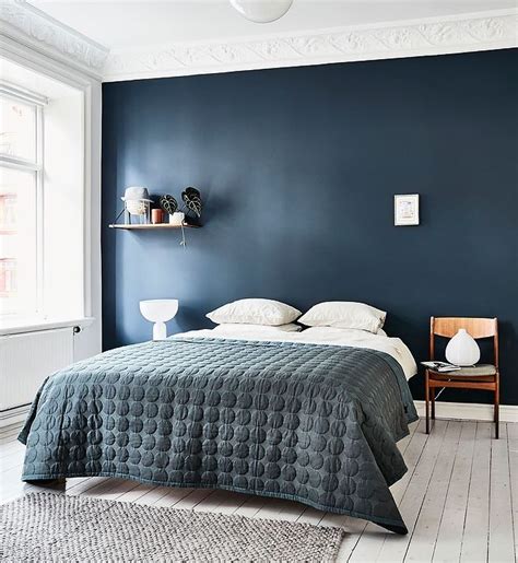 My blue accent wall painting idea for a bedroom. Crisp home with painted walls | Blue bedroom walls, Dark ...