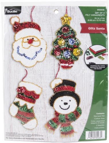 Bucilla Felt Ornaments Applique Kit Set Of 4 Glitz Santa 1 Count Kroger
