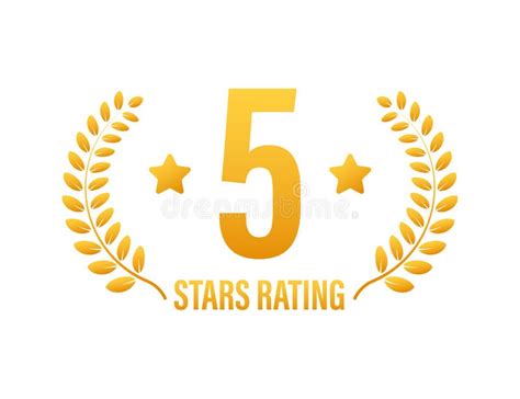 5 Star Rating Badge With Icons On White Background Vector